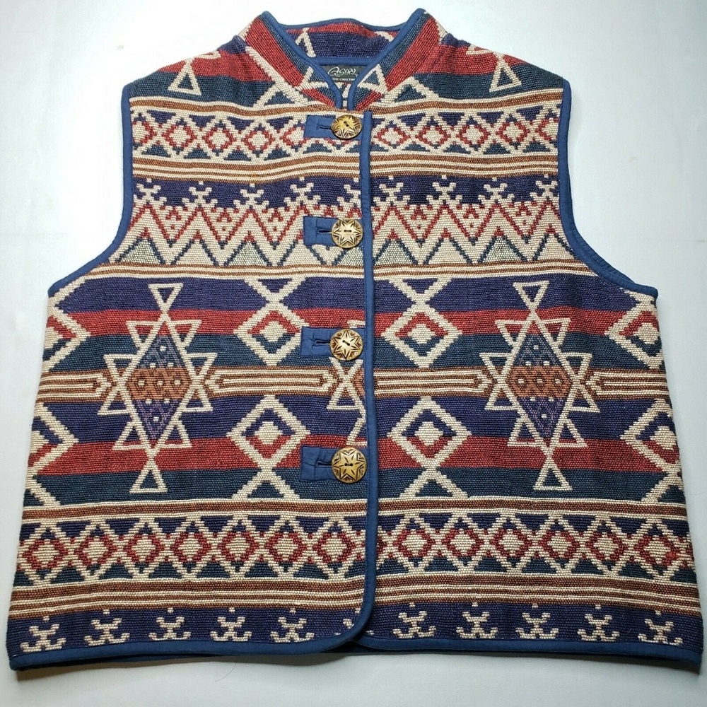 Womens Aztec Southwestern Print Vest Size P Small